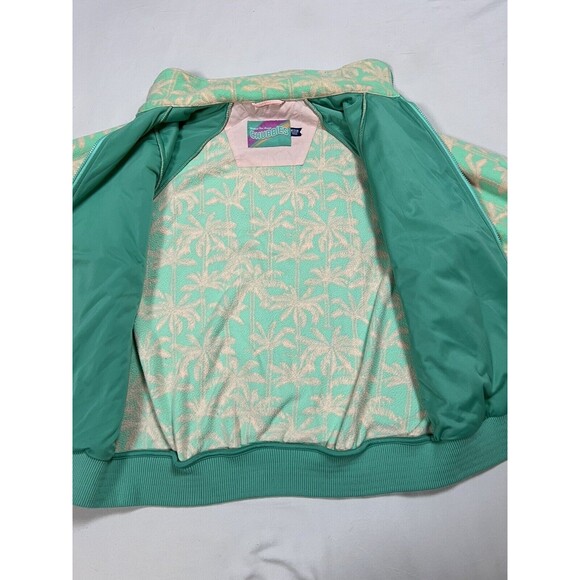 Chubbies Fleece Jacket Mens Medium Palm Tree Fluorescent Green Neon Full Zip - Picture 6 of 14